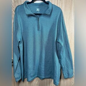 R&R Casual Men's Size XL Green Textured Long Sleeve Polo Sweatshirt